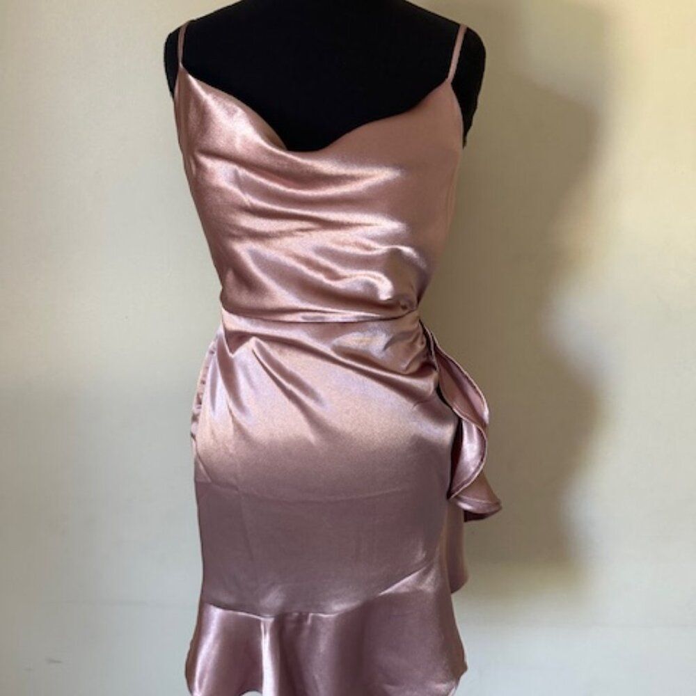 Dusty Rose Cowl Neck Cocktail Dress   8438  Small